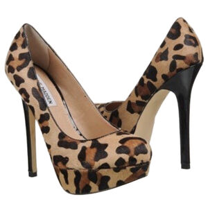 Steve Madden Bevv L Cheetah Pumps Heels HorseHair Mob Wife SZ 9